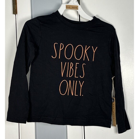 NWT Rae Dunn Spooky Vibes Only Long Sleeve T-Shirt Halloween Black Size 5 NEW - Picture 1 of 6